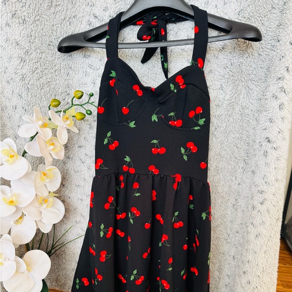 Cherry Print Halter Dress - Picture 1 of 2